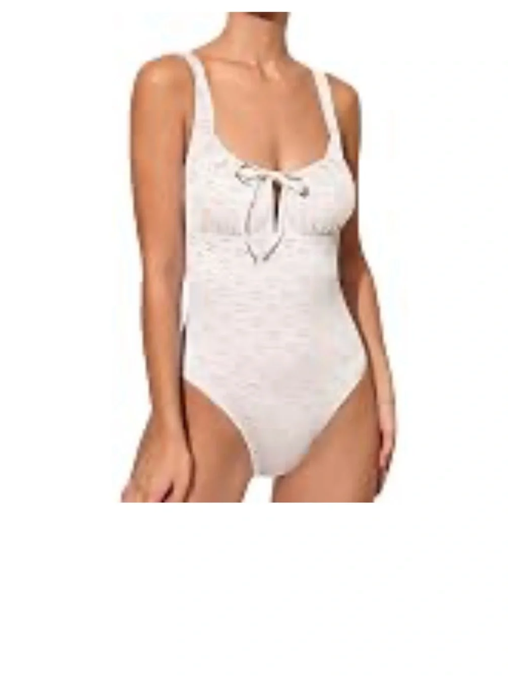 Women's Cream One-Piece Swimsuit with Front Tie